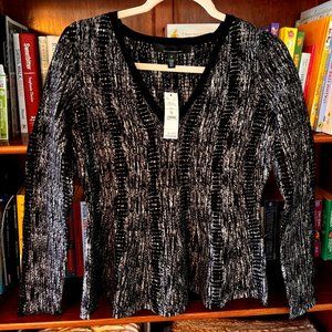 NWT White House Black Market Long Sleeve V-Neck Snake Peplum